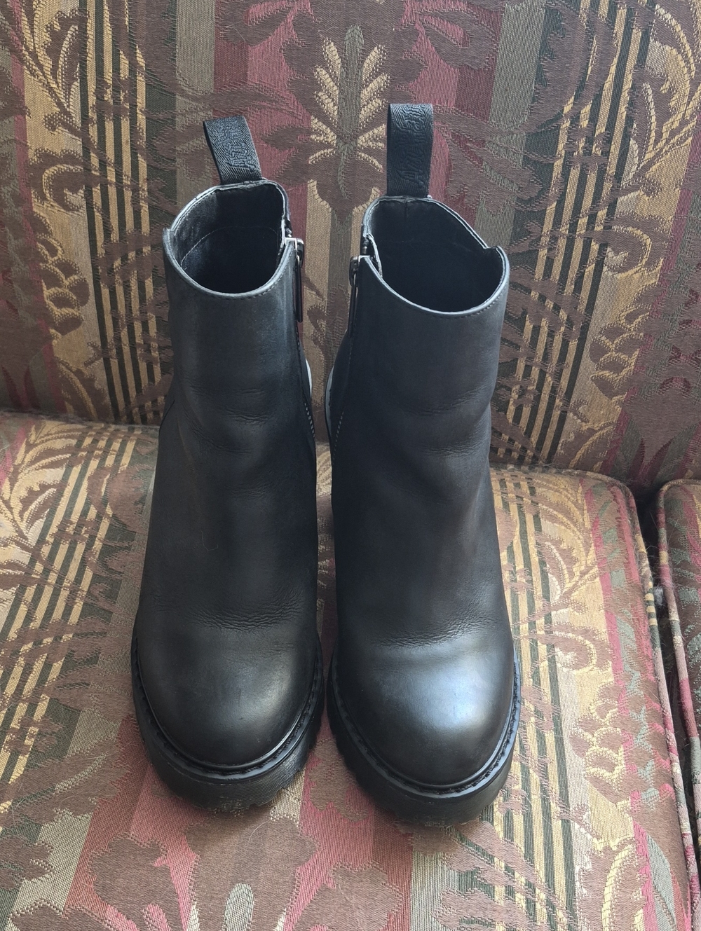 Dr. Martens Black Leather Magdalena Zip Ankle Boots With Heel